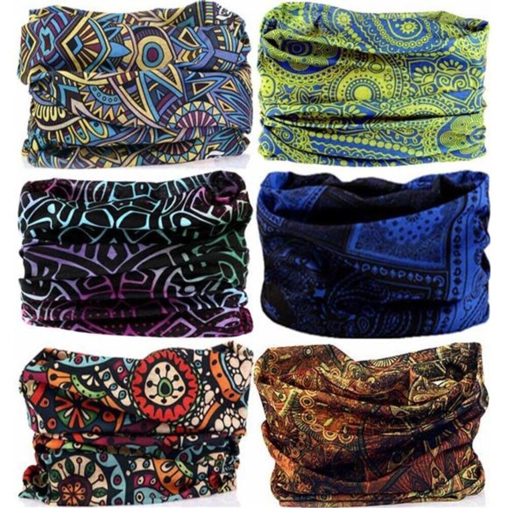 6Pcs Men's Headband Neck Gaiter Head Wrap Headwear Face Mask Magic Scarf